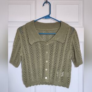 OZOC cable knitted olive cardigan